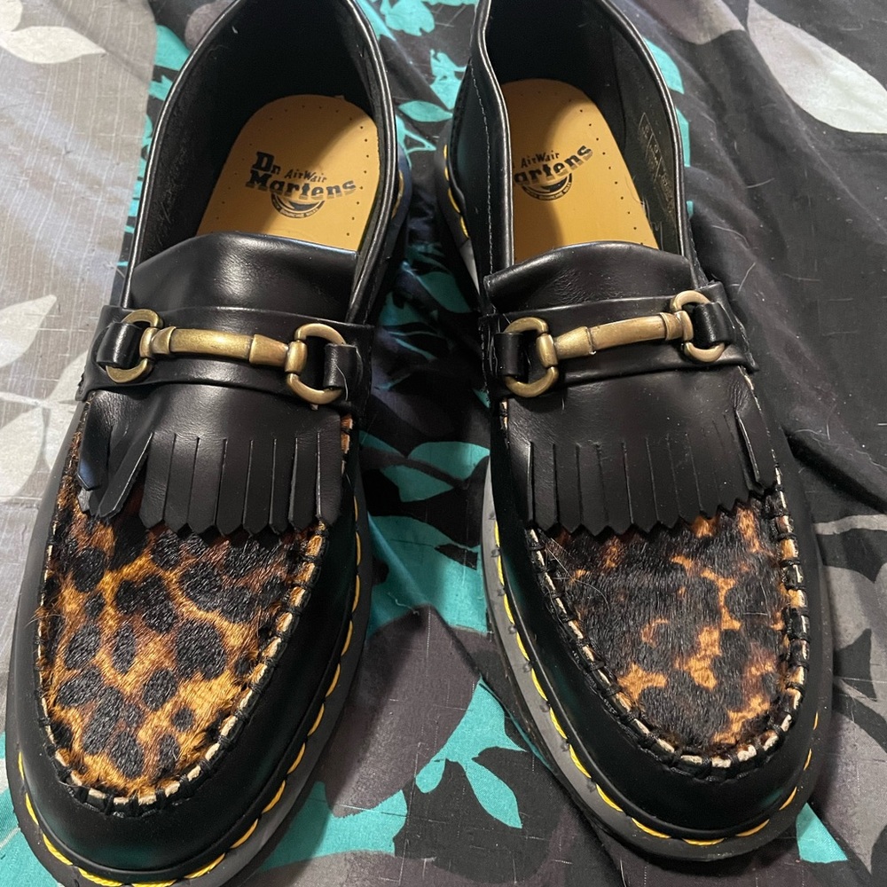 Dr. Martin leather leopard print loafers